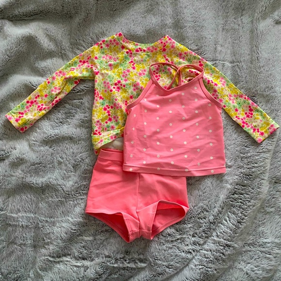 Old Navy Other - Super cute pink and flowery swimsuit for baby!